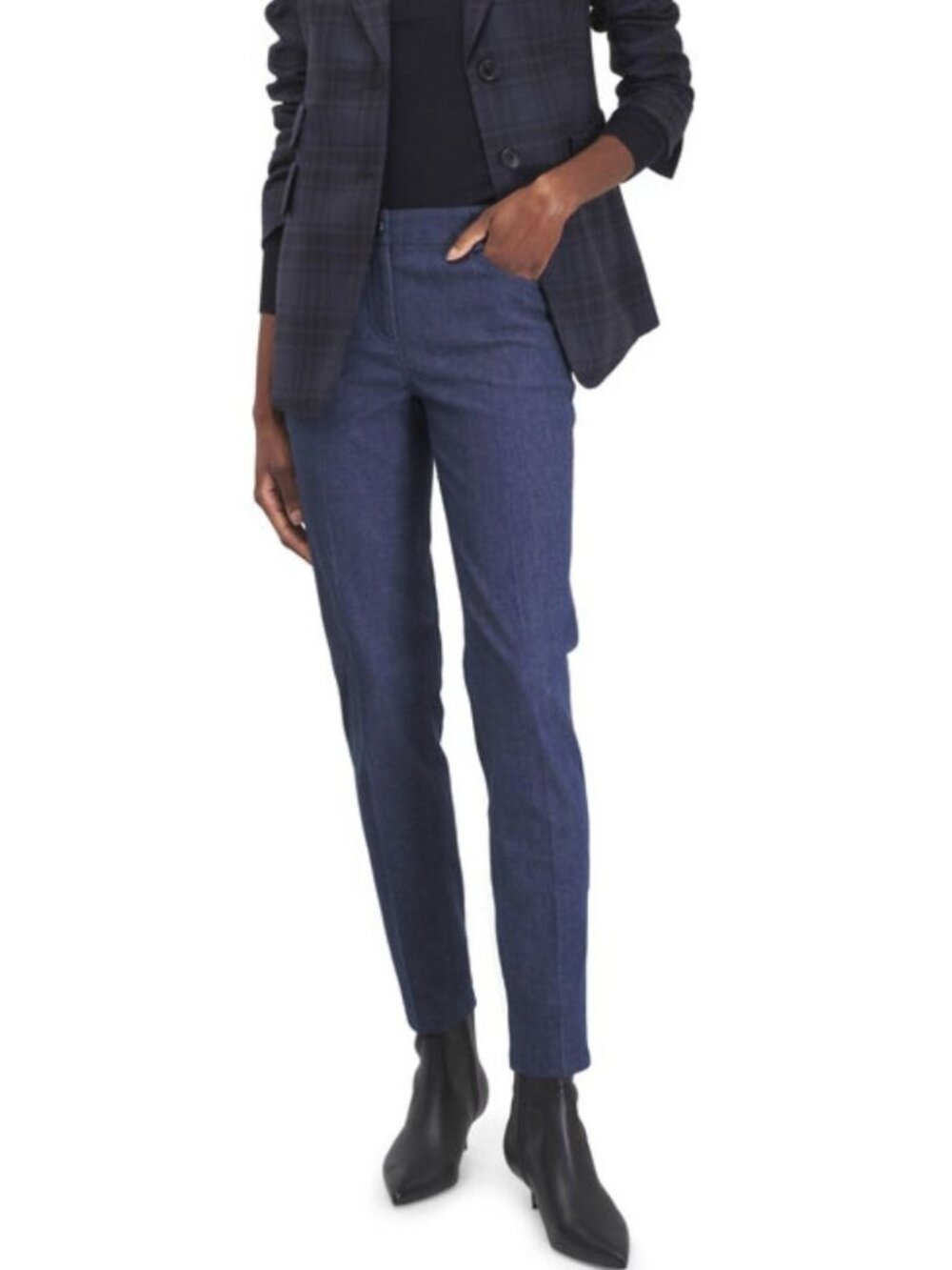 AKRIS PUNTO Magda Navy Blue Denim Pant Navy Blue Size 6